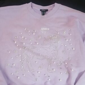 Lavender Aries Sweatshirt with Silver Embellishments NWT